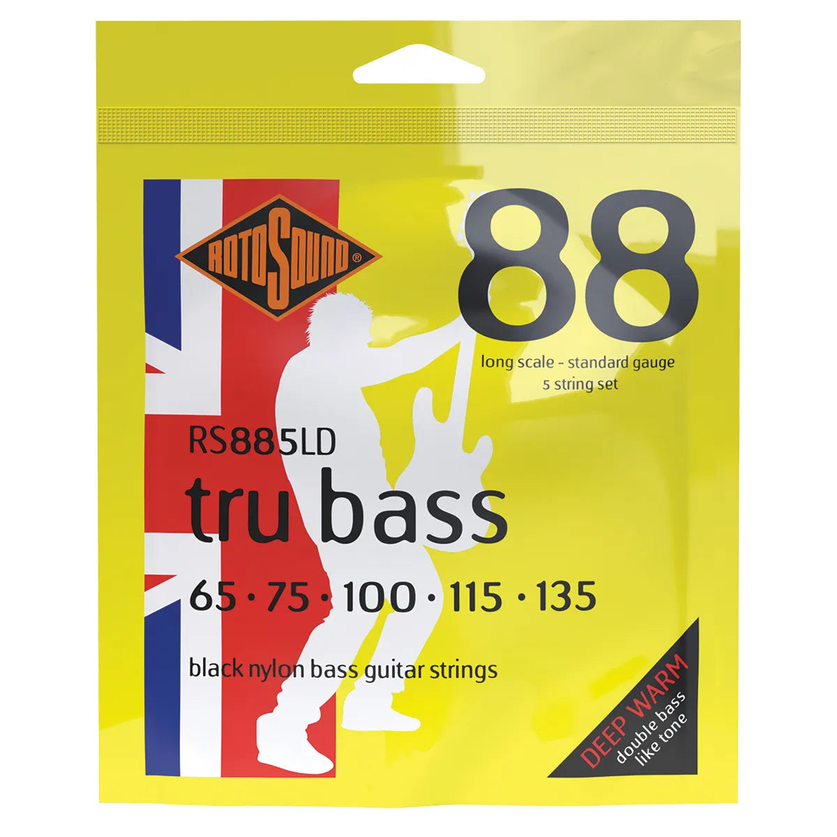 Rotosound Tru Bass 88 Black Nylon Tapewound 5-String Bass Strings 65-135 [RS885LD]