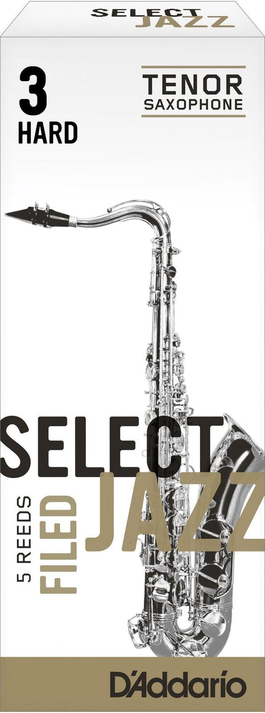Rico Select Jazz Tenor Sax Reeds, Filed, Strength 3 Strength Hard 5-pack