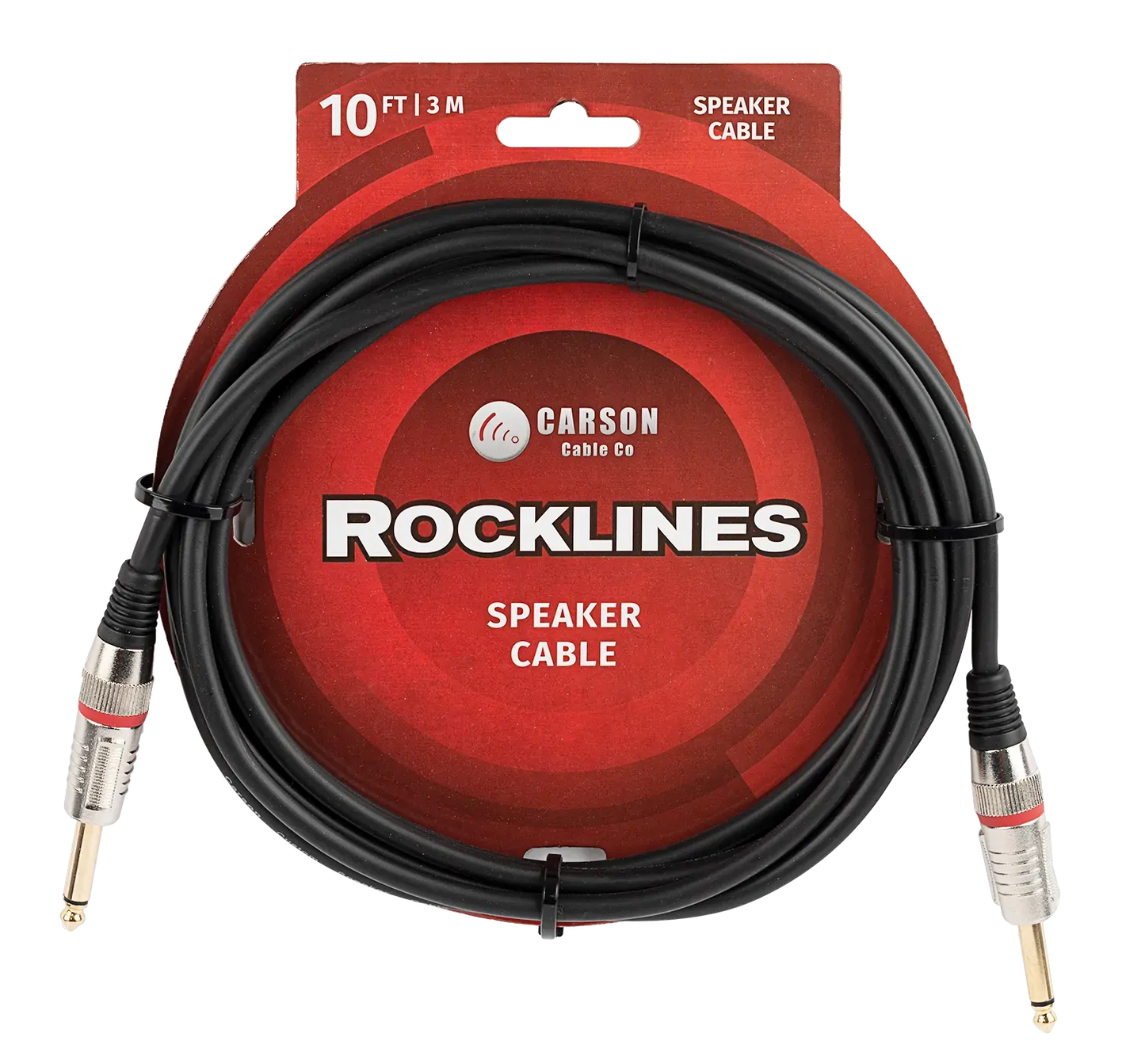 Carson Cable Co Carson Rocklines 10 FT Speaker Cable with Straight Jacks, Diecast 7mm