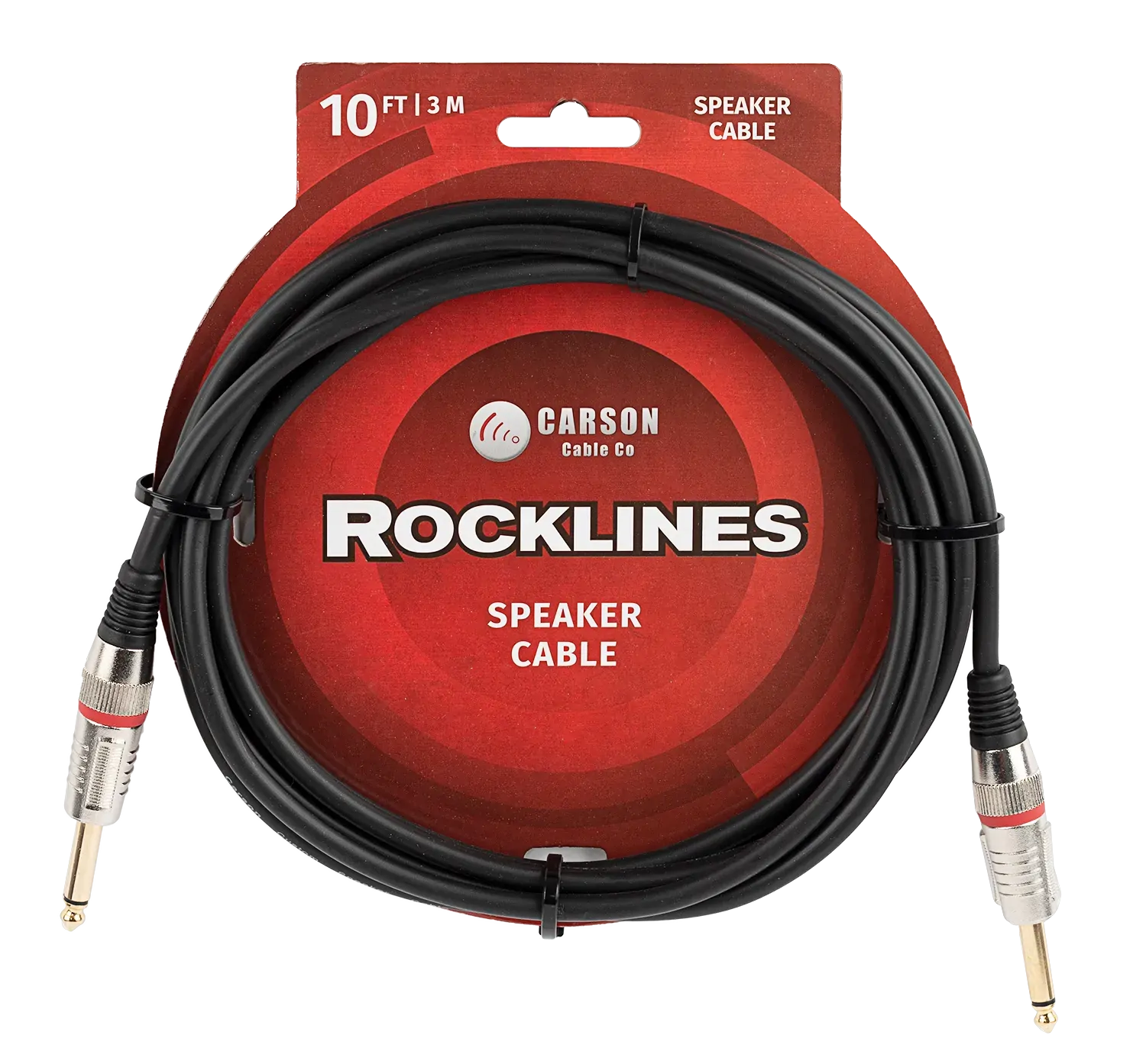 Carson Cable Co Carson Rocklines 10 FT Speaker Cable with Straight Jacks, Diecast 7mm