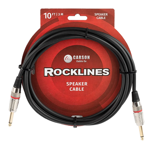 Carson Cable Co Carson Rocklines 10 FT Speaker Cable with Straight Jacks, Diecast 7mm