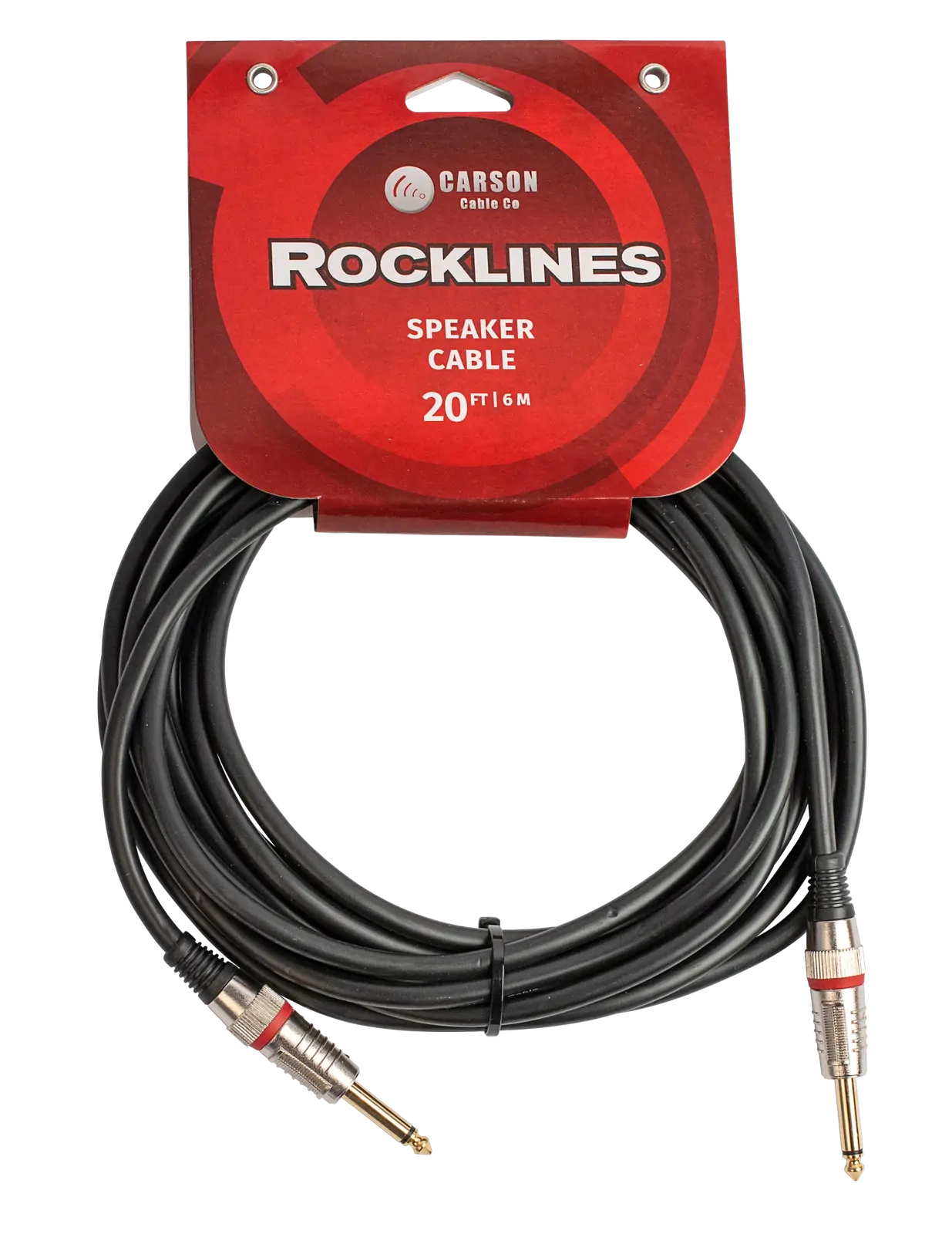 Carson Cable Co Carson Rocklines 20 FT Speaker Cable with Straight Jacks, Diecast 7mm