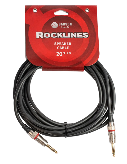 Carson Cable Co Carson Rocklines 20 FT Speaker Cable with Straight Jacks, Diecast 7mm
