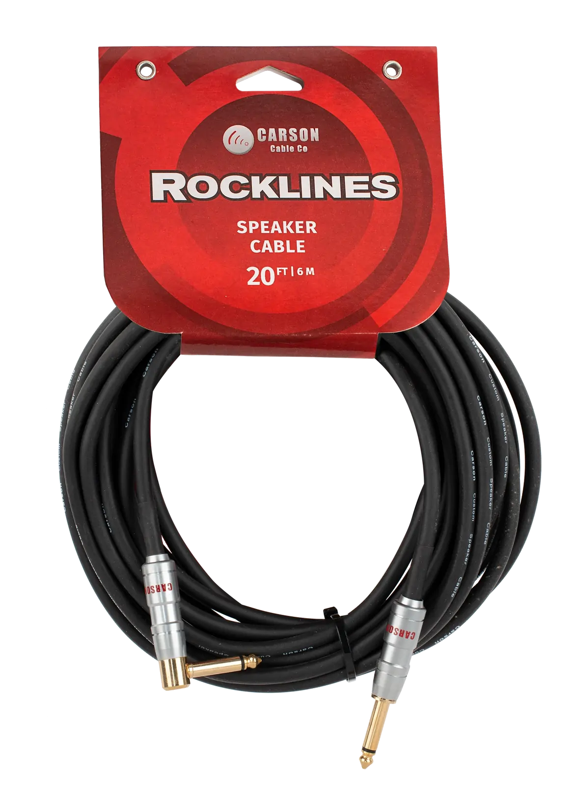 Carson Cable Co Carson Rocklines 20ft Speaker Cable Straight to Right Angle
