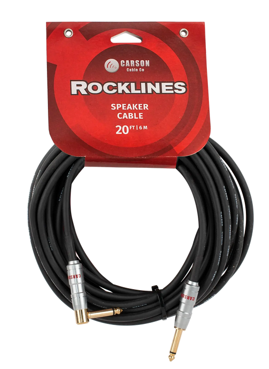 Carson Cable Co Carson Rocklines 20ft Speaker Cable Straight to Right Angle