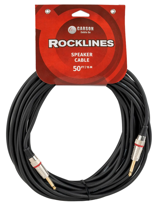Carson Cable Co Carson Rocklines 50 ft Speaker Cable - Straight Jacks Diecast 7mm
