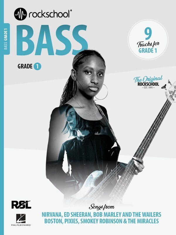 Rockschool Bass Grade 1 (2024) - Double Bass, 44 Pages, 9 Tracks, Original Arrangements for Rock and Pop Music