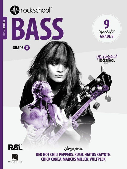 Rockschool Bass Grade 8 (2024) - Double Bass Syllabus with 9 Tracks, 96 Pages, Publisher: Rock School Limited
