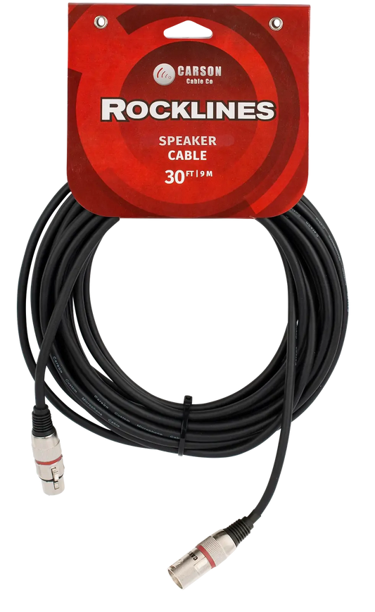 Carson Cable Co Rocklines 30 FT Speaker Cable Male XLR to Female XLR 7mm
