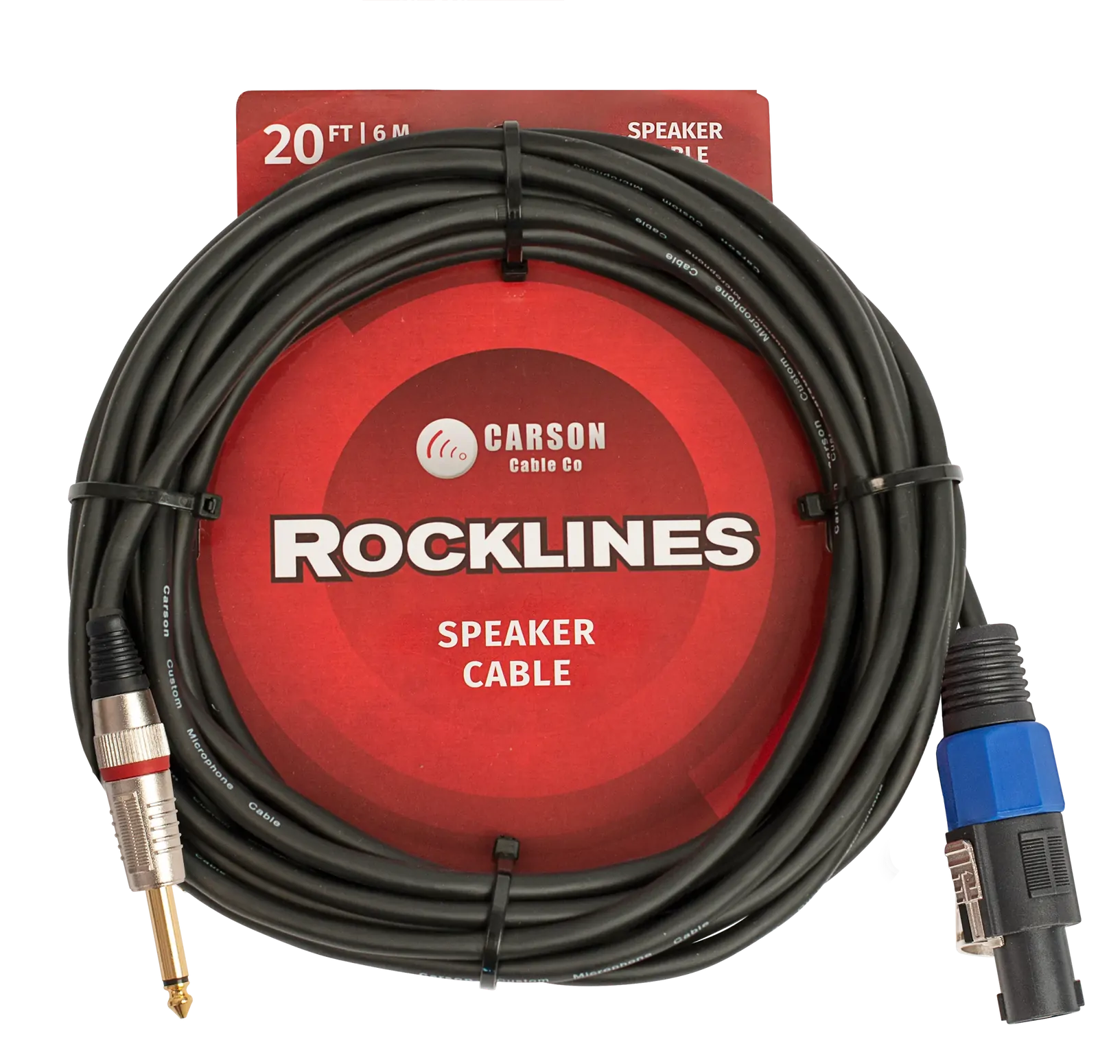 Carson Cable Co Rocklines 20 FT Speaker Cable: Speakon Male to Straight Jack