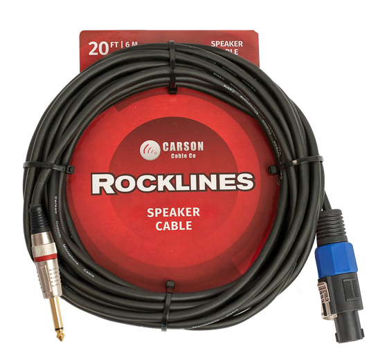 Carson Cable Co Rocklines 20 FT Speaker Cable: Speakon Male to Straight Jack