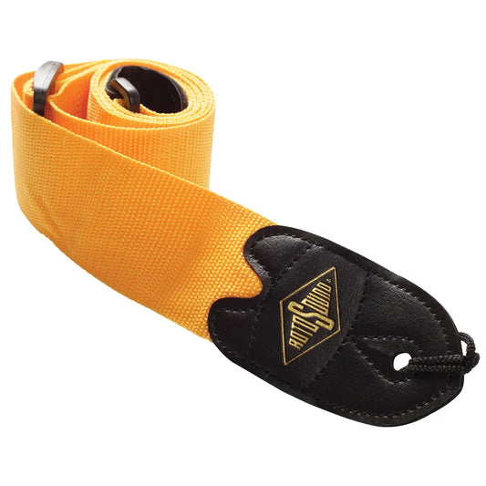 Rotosound High Quality Orange Webbing Guitar Strap with Leather Ends