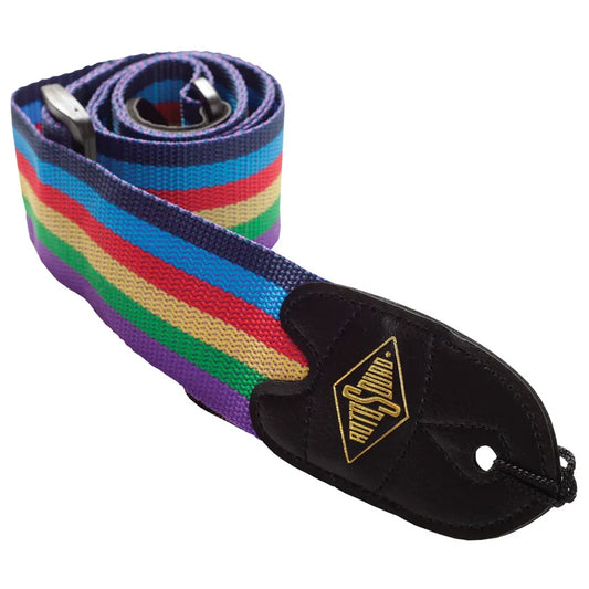 Rotosound Rainbow Webbing Guitar Strap with Leather Ends