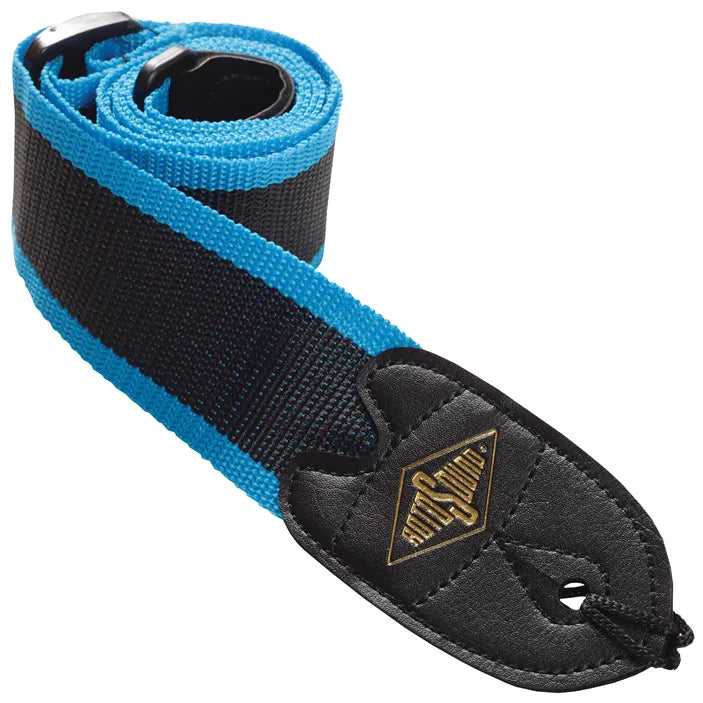 Rotosound Blue Stripe Guitar Strap with Leather Ends