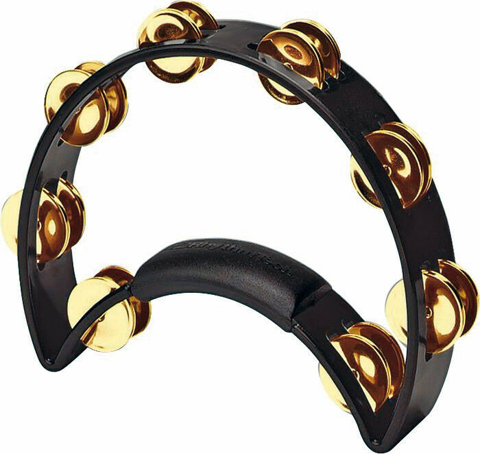 RHYTHM TECH - Original Half Moon Black Tambourine  ABS Rim, Brass Jingles