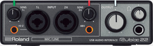 ROLAND Rubix22 USB Audio Interface - 2in/2out, MIDI, 24-bit/192kHz, Compact, High-Fidelity Sound, Affordable for Musicians & Producers