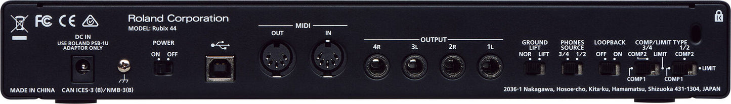 ROLAND Rubix44 USB Audio Interface - 4x4 Channels, MIDI Support, 24-bit/192kHz, Compact & Affordable for Musicians & Producers — view 3