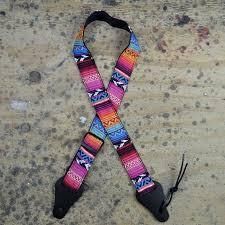 Colonial Leather Ukulele Strap Rasta Pink 40mm Webbing Adjustable 80-115cm