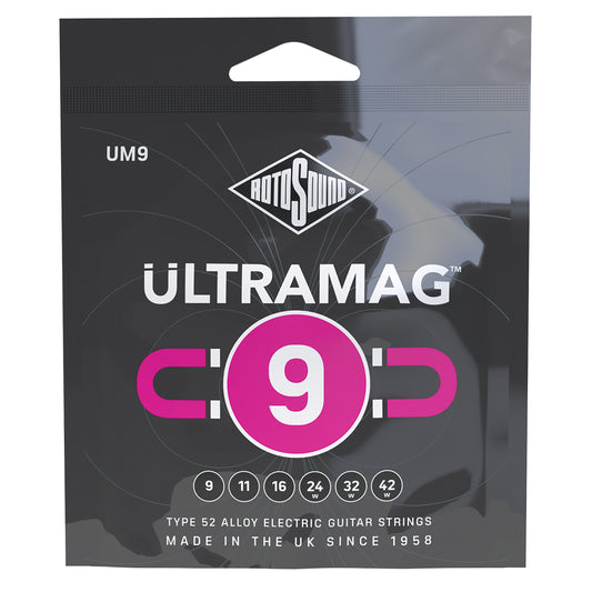 Rotosound Ultramag Electric Guitar Strings Set 9-42 [RUM9] - Type 52 Alloy, High Energy, Corrosion Resistant, Made in the UK