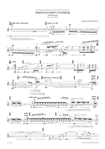 Beyond (a system of passing) for Flute Solo by Matthias Pintscher - Barenreiter BA11049 — view 3