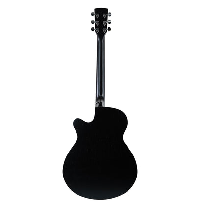 Saga 600 Series Spruce Top Folk Acoustic-Electric Cutaway Guitar Matte Black SA600CE-BK — view 2