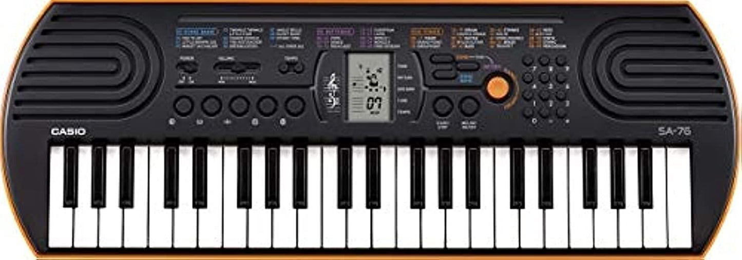 Casio SA76 44 Note Mini Keyboard with LCD Display, 8 Note Polyphony, 100 Tones, 50 Rhythms, 10 Songs, Lesson Settings, 5 Drum Pads