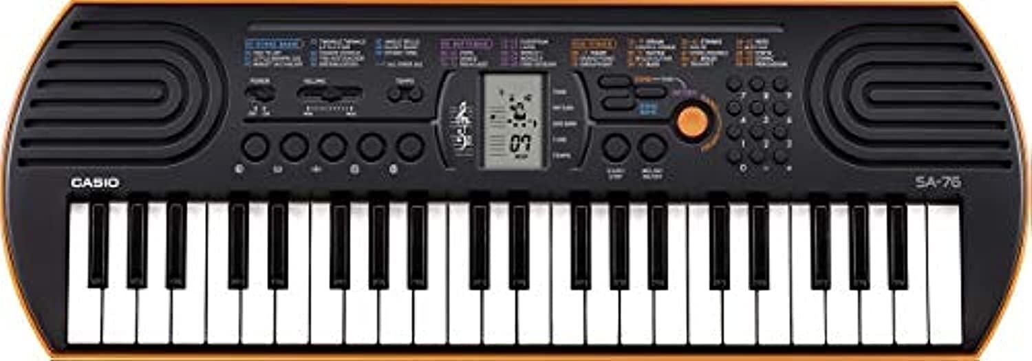 Casio SA76 44 Note Mini Keyboard with LCD Display, 8 Note Polyphony, 100 Tones, 50 Rhythms, 10 Songs, Lesson Settings, 5 Drum Pads