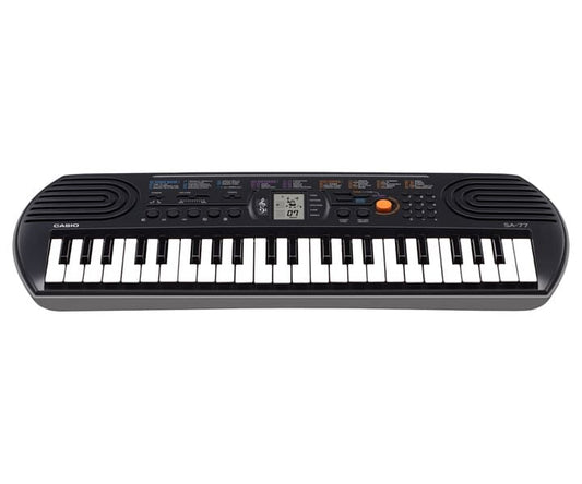 Casio SA77 44 Note Mini Keyboard with LCD Display, 10 Song Bank, 100 Tones, 50 Rhythms, 5 Drum Pads, Compact Design