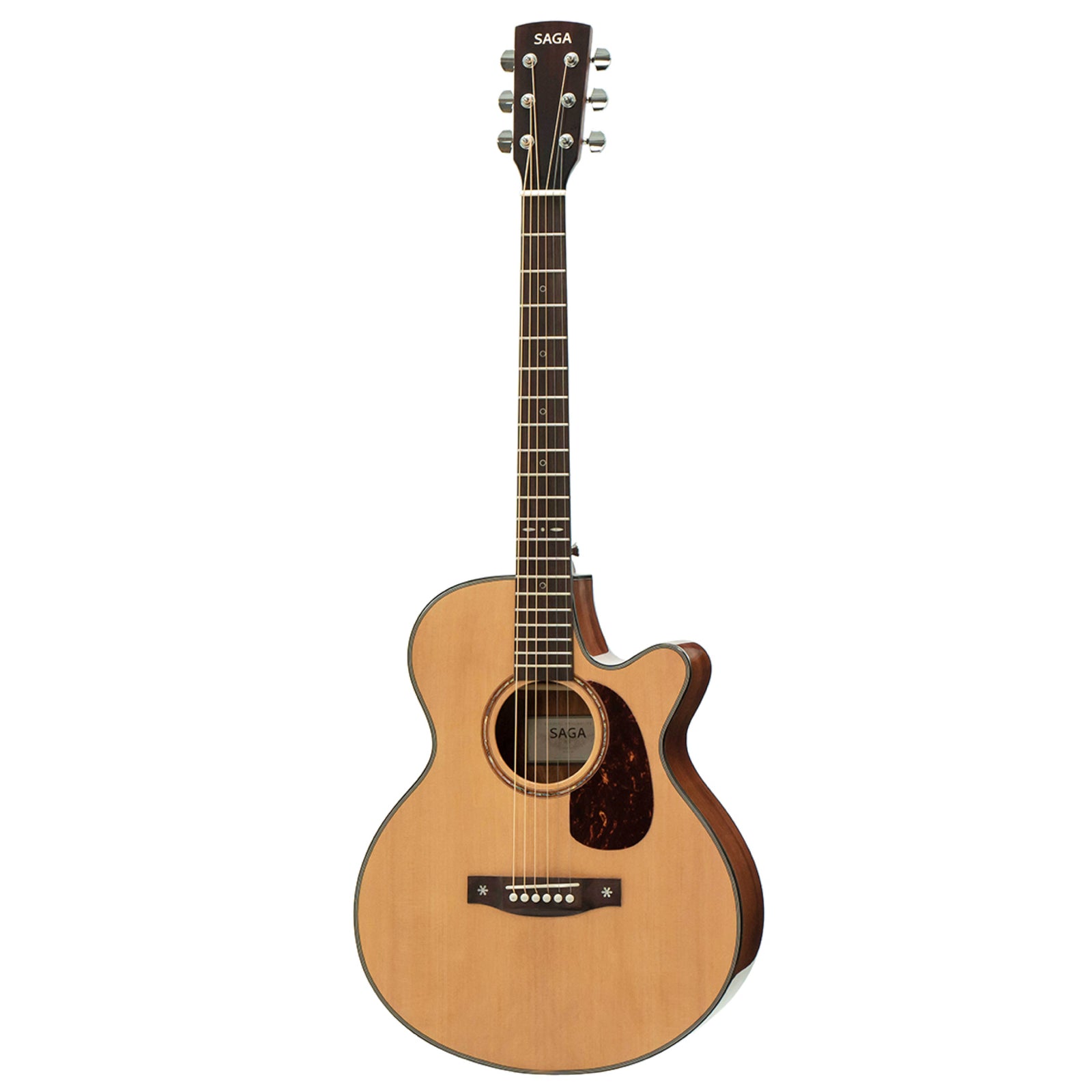 Saga SA830CE-NA Solid Top Acoustic-Electric Guitar with Fishman Presys II Pickup System and Soft Case