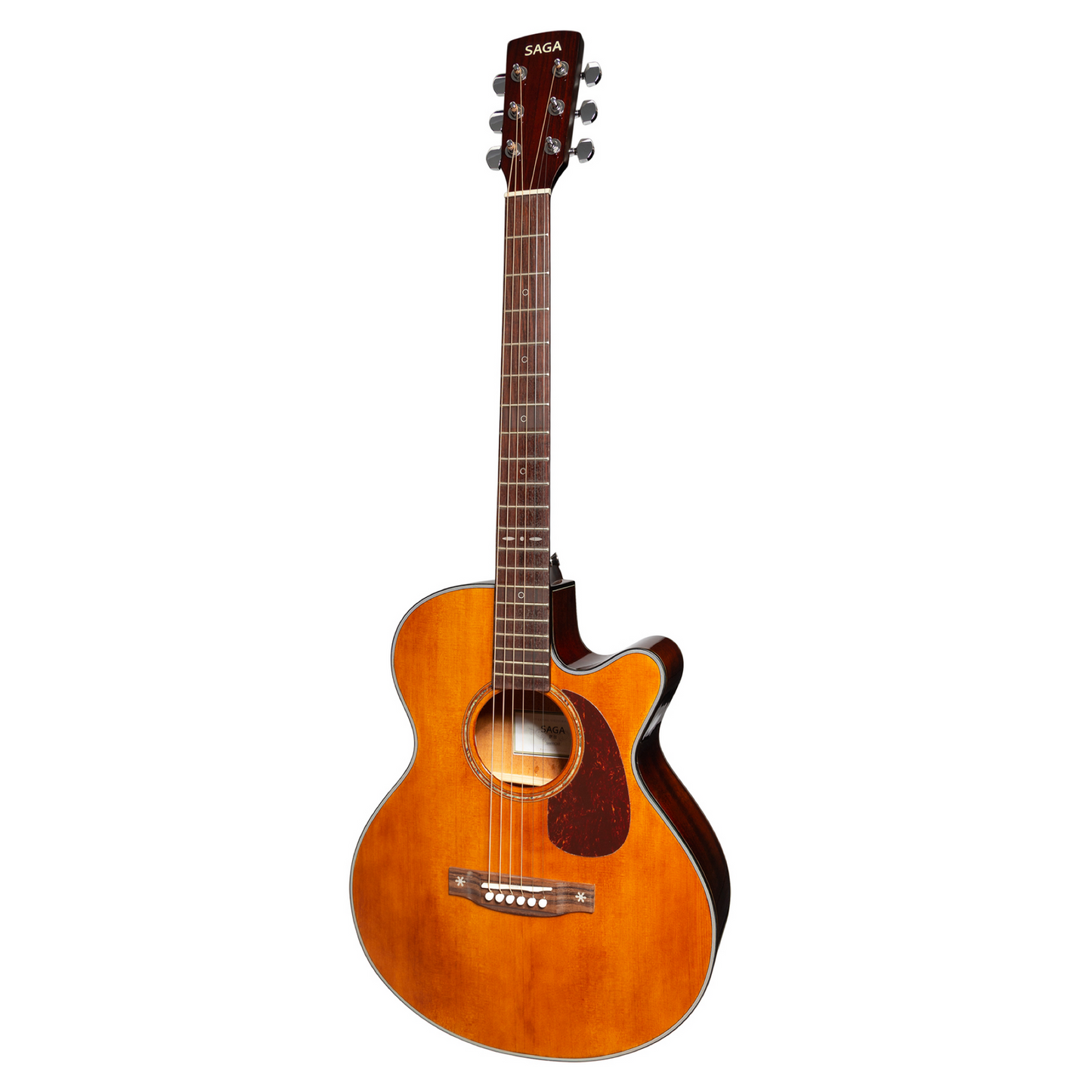 Saga SA830 Solid Top Acoustic-Electric Guitar with Fishman Presys II Pickup System and Gig Bag, Right-Handed, Gloss Finish