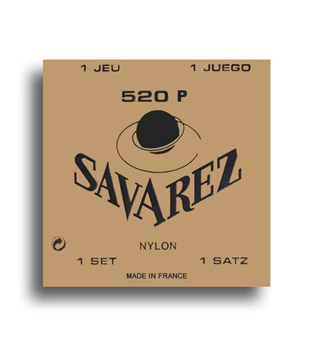 Savarez 520P Traditional High Tension Classical Guitar String Set with Rectified Nylon Trebles and Wound Basses