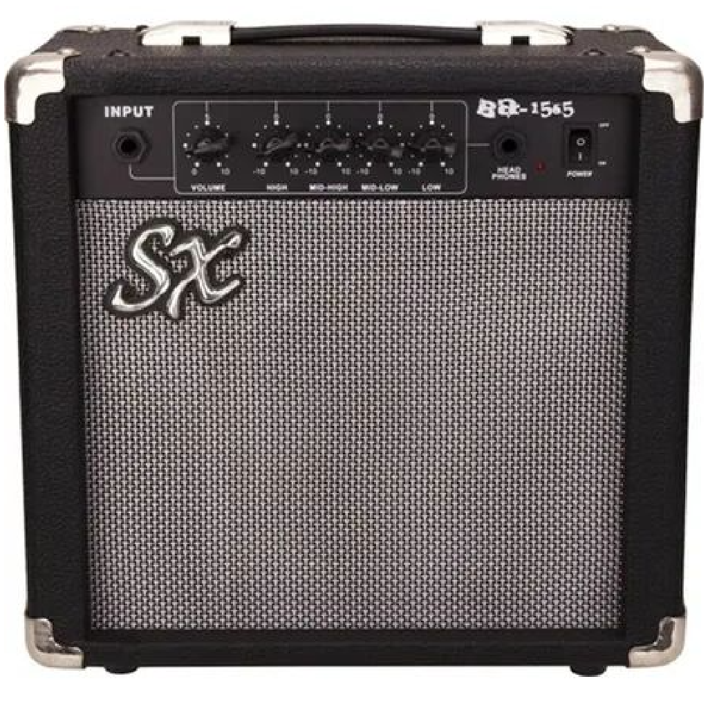 SX JB Bass Guitar Kit with Amplifier, Tuner, Gig Bag, Strap, Picks, Lead, and Online Lessons - 3 Tone Sunburst — view 3