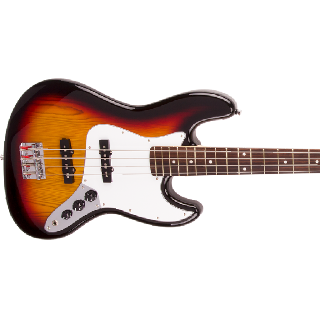 SX JB Bass Guitar Kit with Amplifier, Tuner, Gig Bag, Strap, Picks, Lead, and Online Lessons - 3 Tone Sunburst — view 2