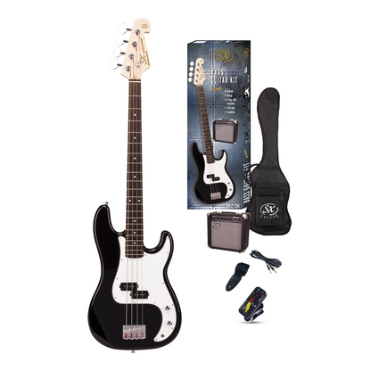 SX P Bass Kit Candy Apple Red with Amplifier, Tuner, Gig Bag, Strap, Lead & Online Lessons — view 2