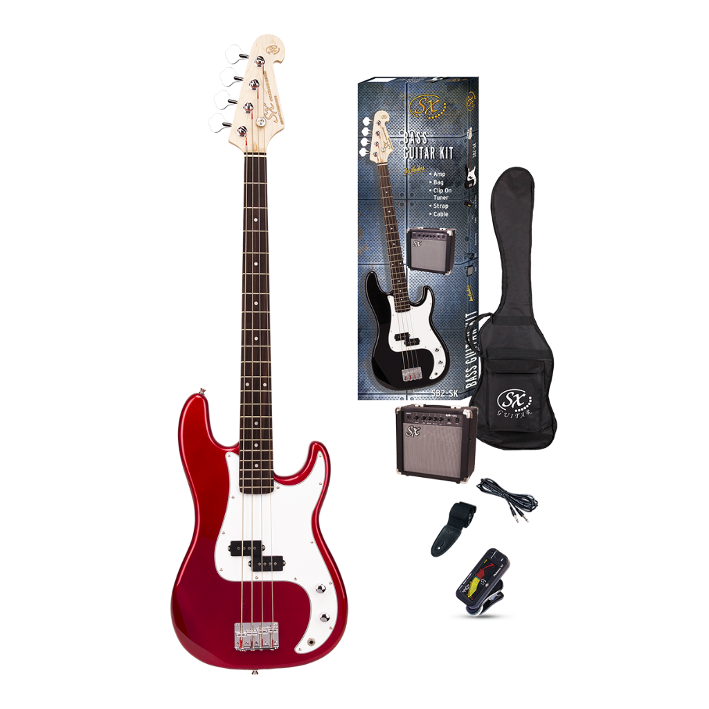 SX P Bass Kit 3 Tone Sunburst with Amplifier, Tuner, Gig Bag, Strap, Lead & Online Lessons — view 4