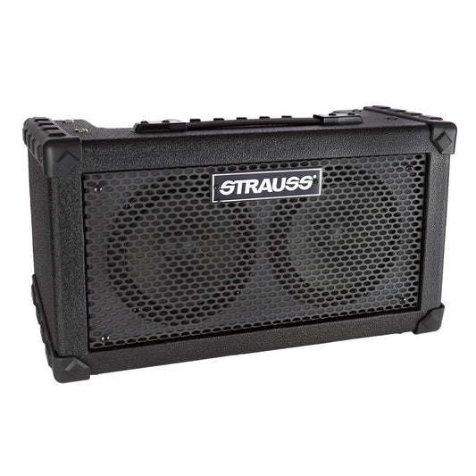 Strauss SBSK-F10 'Busker' 20W Solid State Rechargeable Dual Channel Amplifier - Black