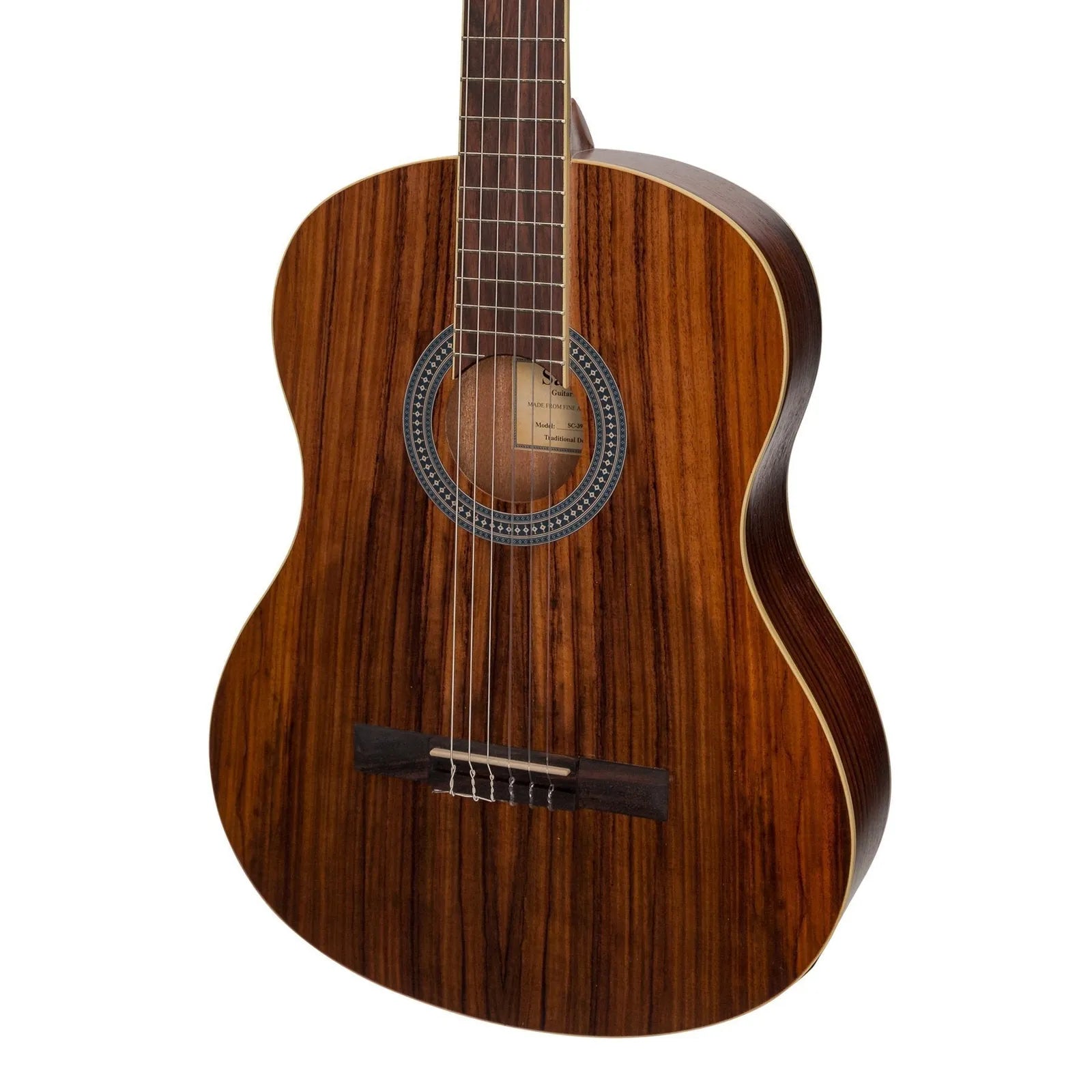 Sanchez SC-39ET-RWD Full Size Student Acoustic-Electric Classical Guitar with Pickup, Natural Rosewood — view 4