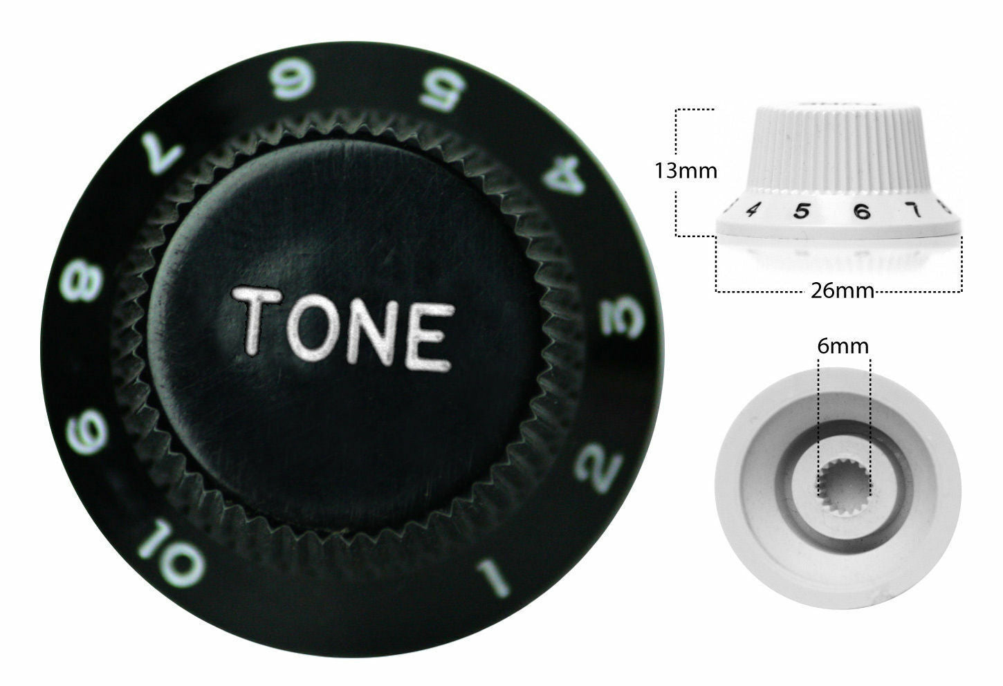 Strat Style Control Tone Knob For Electric Guitar Japanese Black