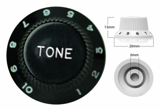 Strat Style Control Tone Knob For Electric Guitar Japanese Black