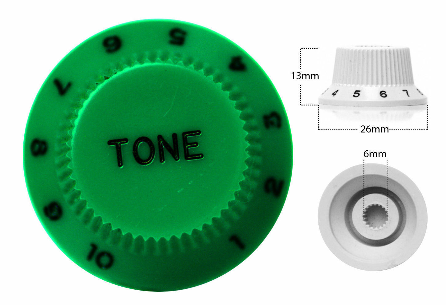 Strat Style Control Tone Knob For Electric Guitar Japanese High Green
