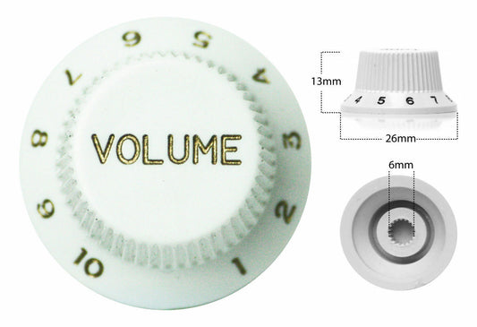 Strat Style Control Volume Knob For Electric Guitar Japanese White