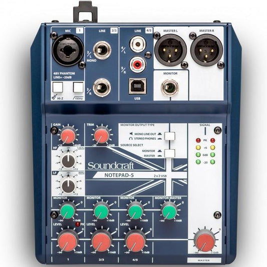 Soundcraft Notepad 5 Channel USB Mixing Desk Mixer