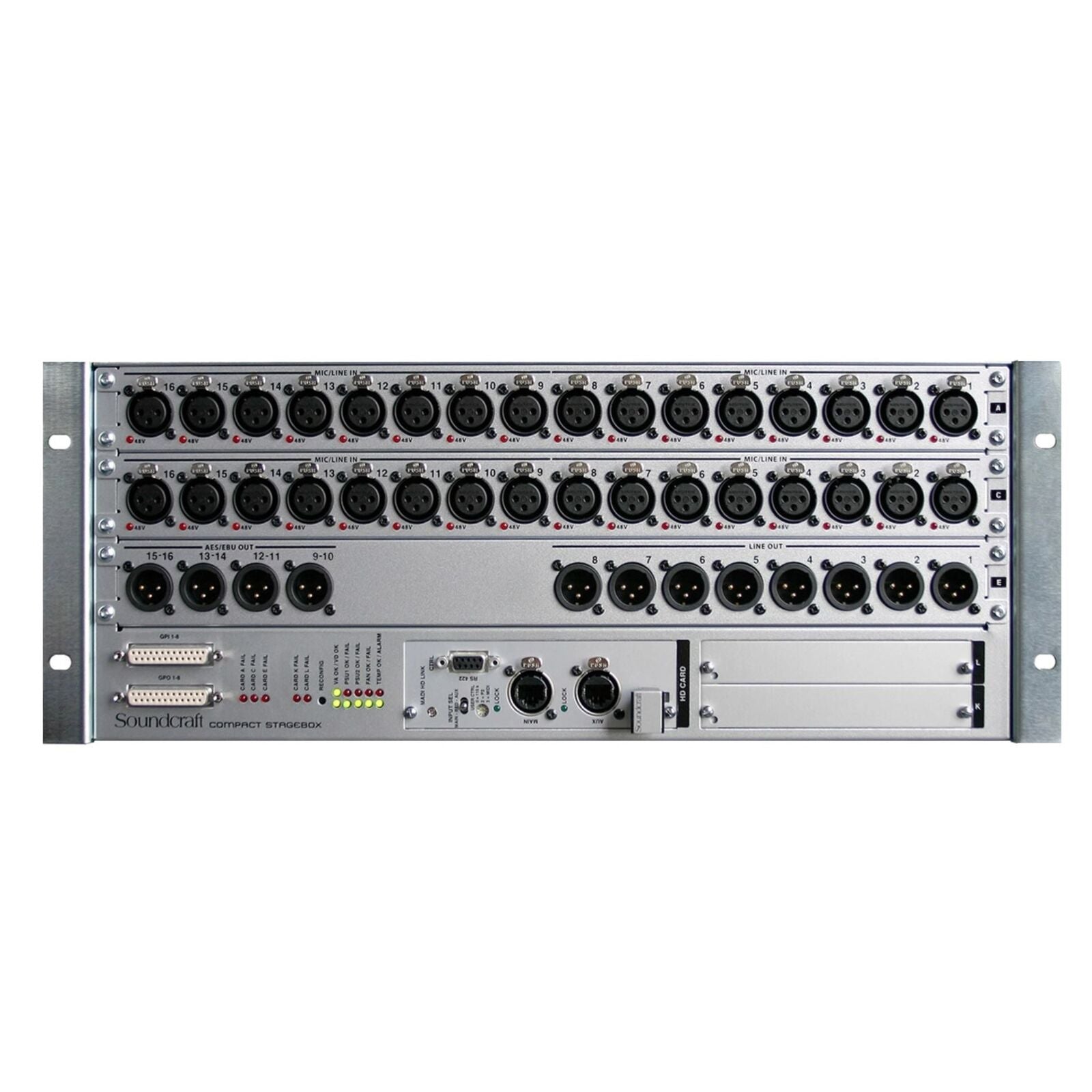 Soundcraft Compact Stagebox 32 IN 16 OUT CAT5 - Digital Live Sound Console Expansion Unit, 4U Rack Space, High-Density I/O Connections