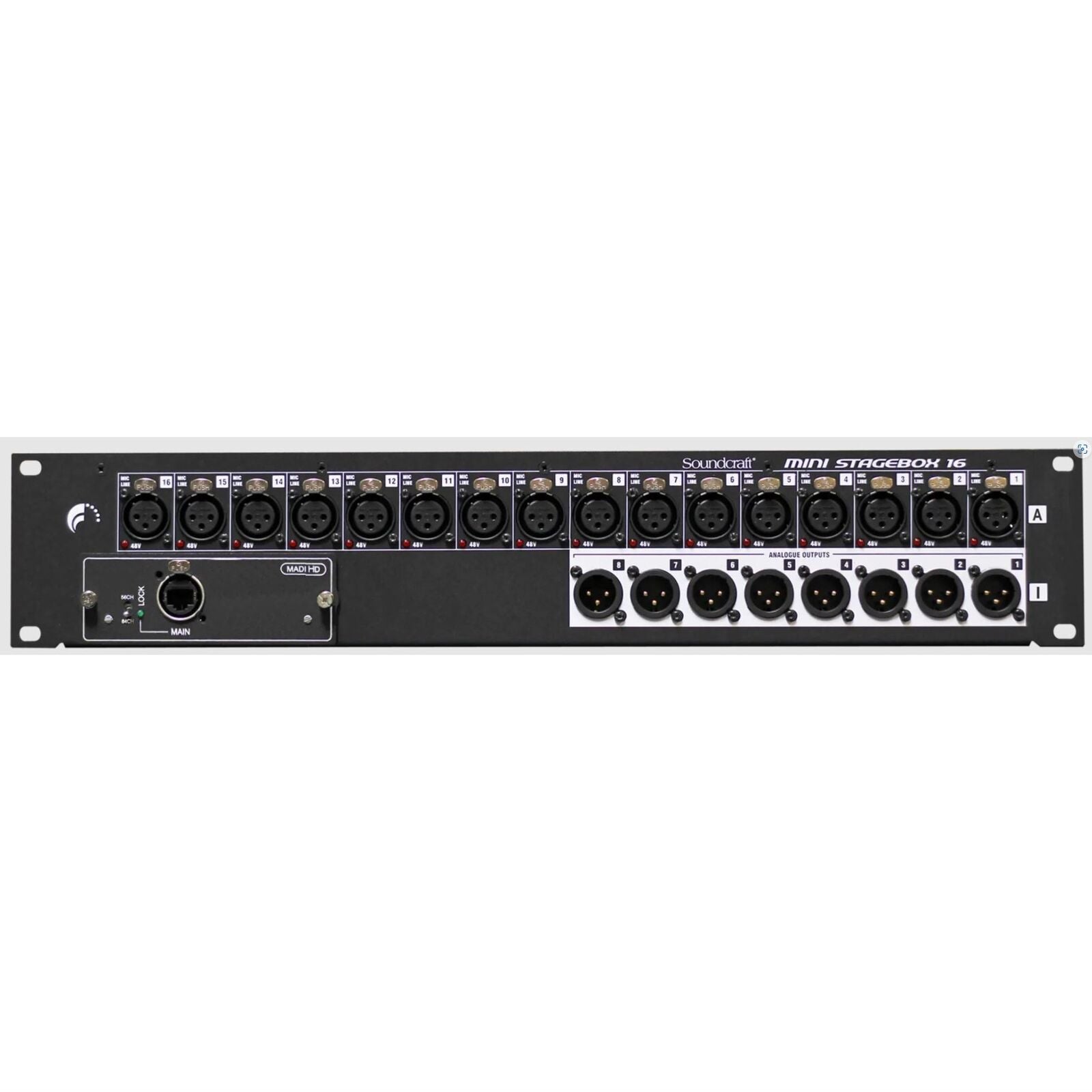 Soundcraft Mini Stagebox 16R - 16 Analog Inputs, 8 Outputs, 2U Rack Mount, Stage Connectivity Solution, Cost-Effective Design
