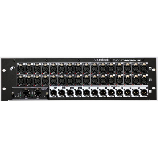 Soundcraft Mini Stagebox 32R - 32 Analog Inputs, 8 Analog Outputs, 4 Pairs AES Outputs, 3U Rackmount, Stage Connectivity Solution