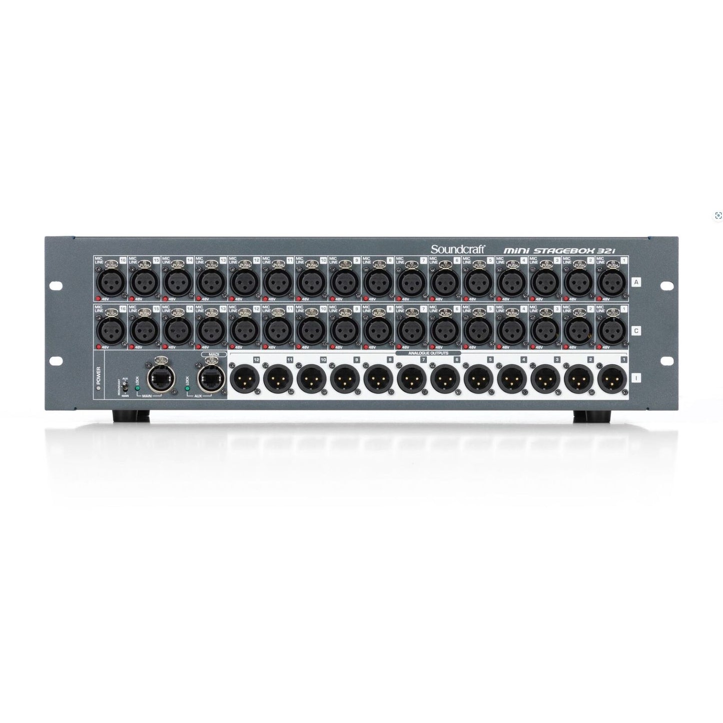 Soundcraft Mini Stagebox 32i - 32-Channel Remote I/O with Studer Mic Preamps for Si-Series Mixing Consoles, Compact and Portable Design