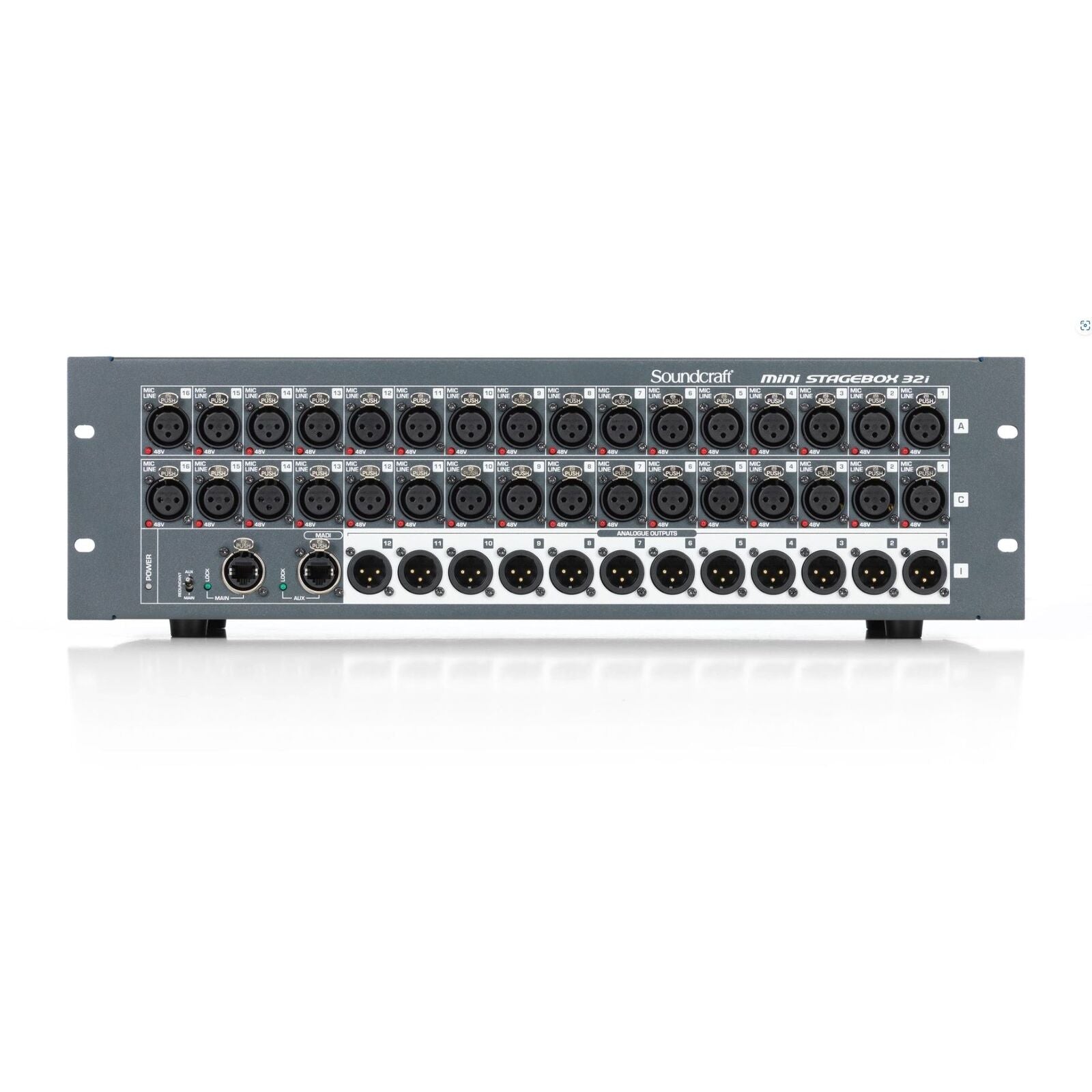 Soundcraft Mini Stagebox 32i - 32-Channel Remote I/O with Studer Mic Preamps for Si-Series Mixing Consoles, Compact and Portable Design
