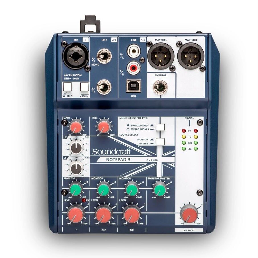 Soundcraft Notepad-5 USB Mixing Console - 5-Channel Analog Mixer with USB Interface for Music, Podcasts & Videos