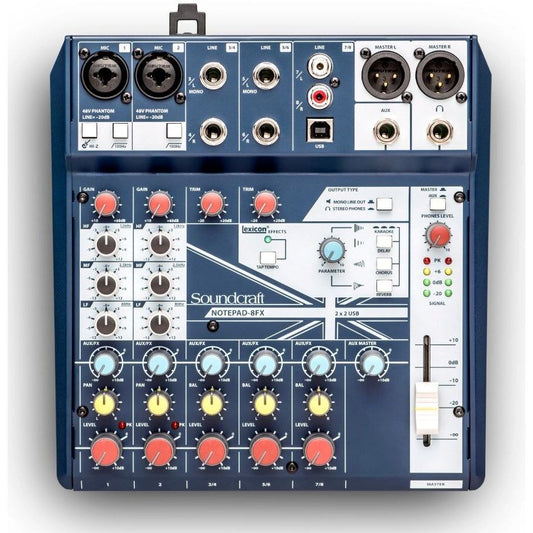 Soundcraft Notepad-8FX 8-Channel Mixing Console with USB I/O & Lexicon Effects for Music, Podcasts & Videos
