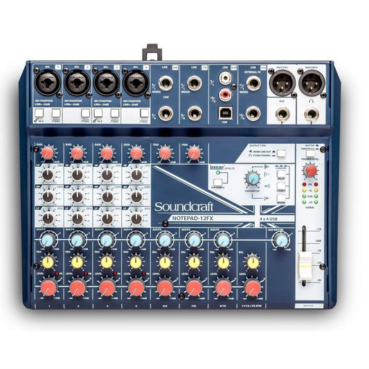 Soundcraft Notepad-12FX Mixer with USB I/O, 12 Channels, Lexicon Effects for Music & Podcasting